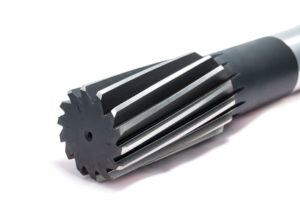 Black modern metal mill tool for cnc machine for heavy industry on white background